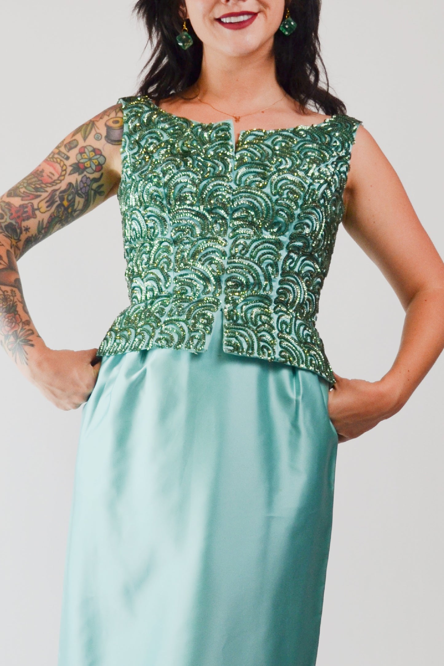 1960's Sequin Gown Vintage Mermaid Dress Selected by Old Moon Vintage