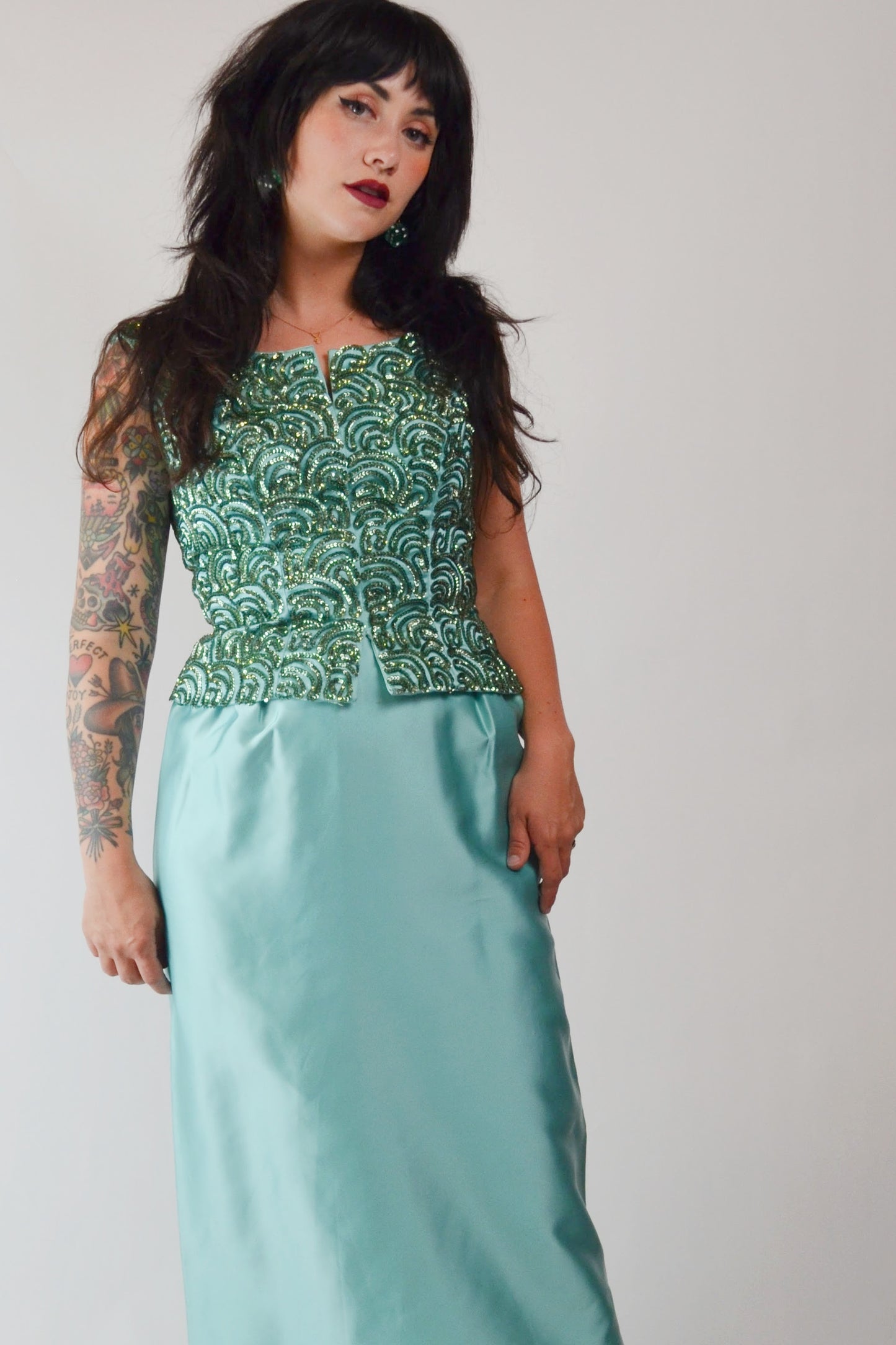 1960's Sequin Gown Vintage Mermaid Dress Selected by Old Moon Vintage