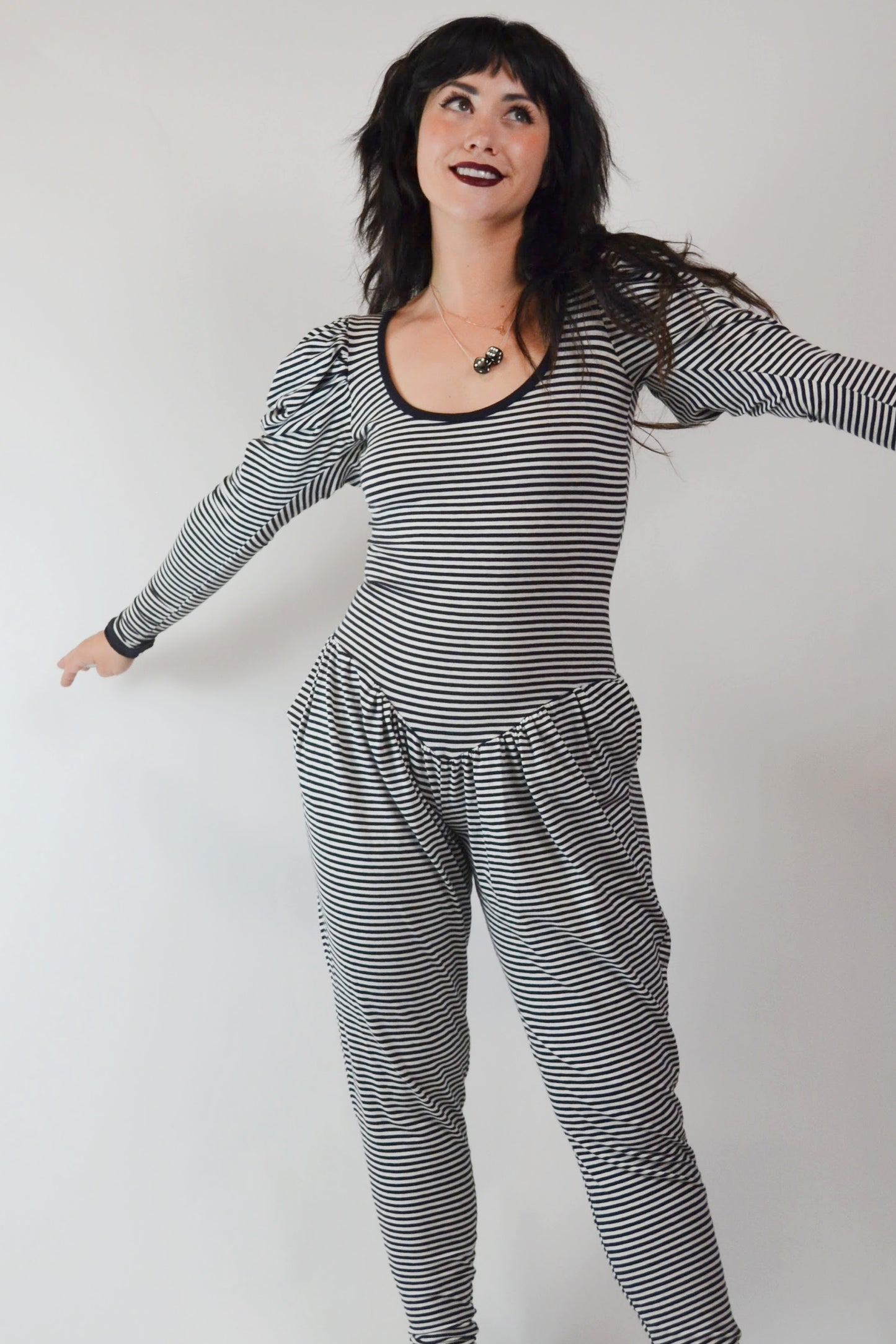 1980's BETSEY JOHNSON PUNK Label Stripe Jumpsuit Selected by Old Moon Vintage
