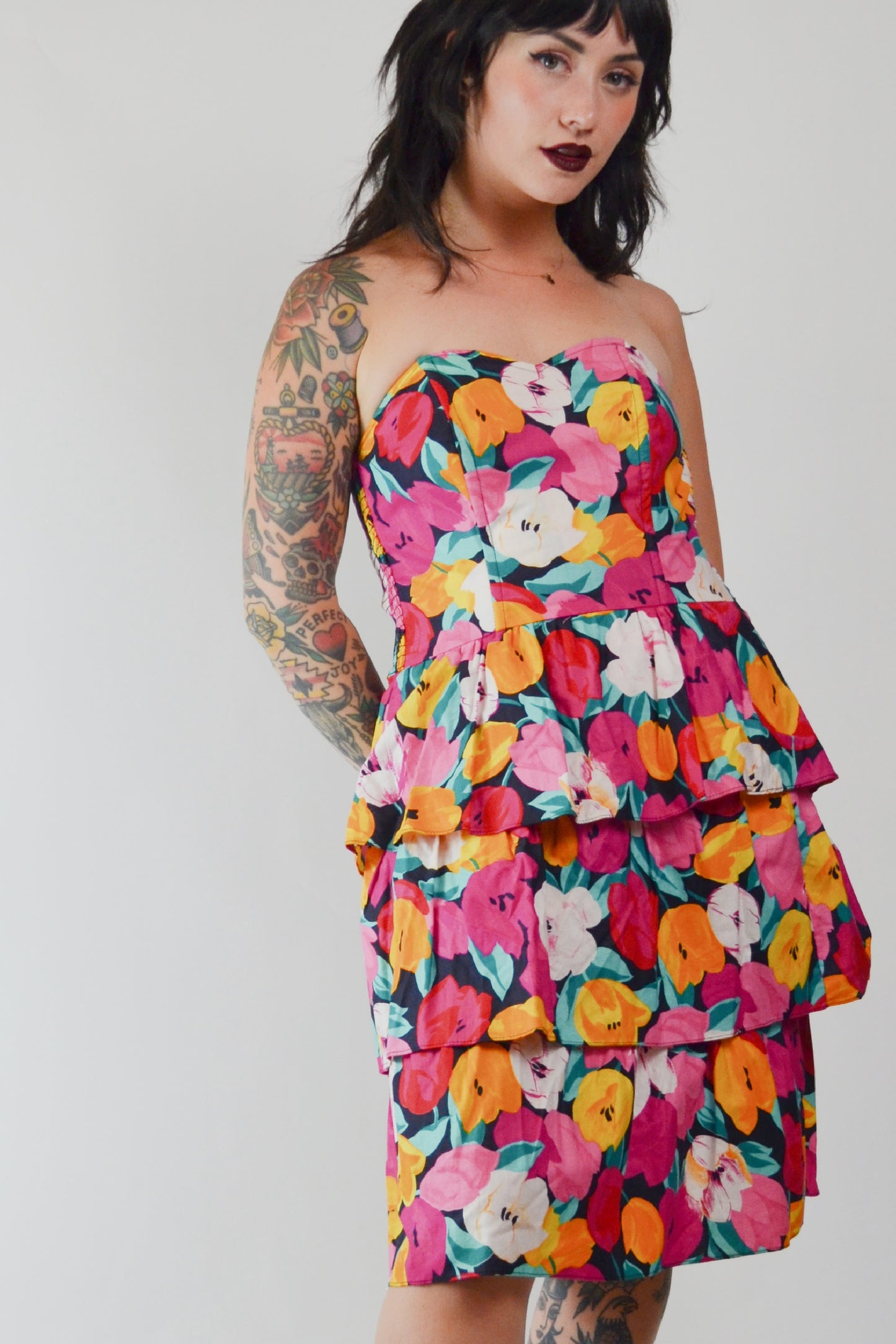 Vintage 1990's Floral Summer Party Dress Selected by Old Moon Vintage