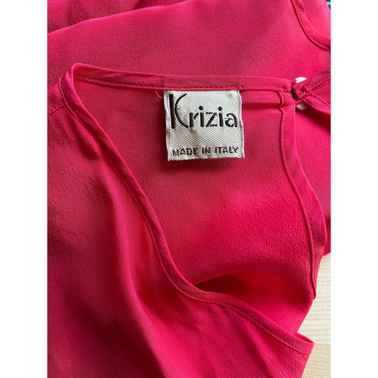 1990s Medium KIRIZA SILK Blouse – Vintage Designer Bold Firefighter Red Minimalist Pullover Top