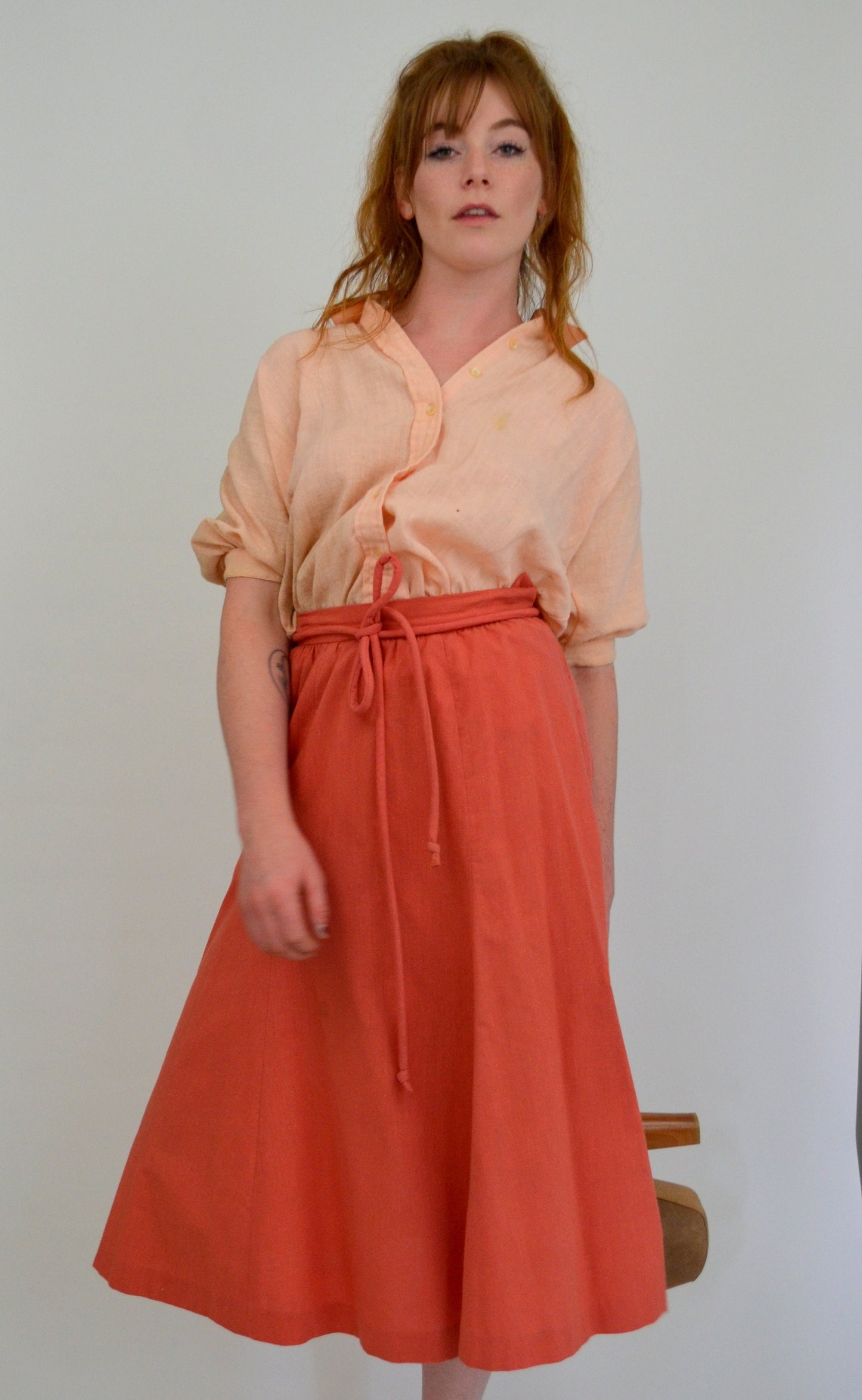 Small 1960s Dress Set Vintage 60s Boho 3 Piece Set Summer Outfit Skirt Vest and Blouse