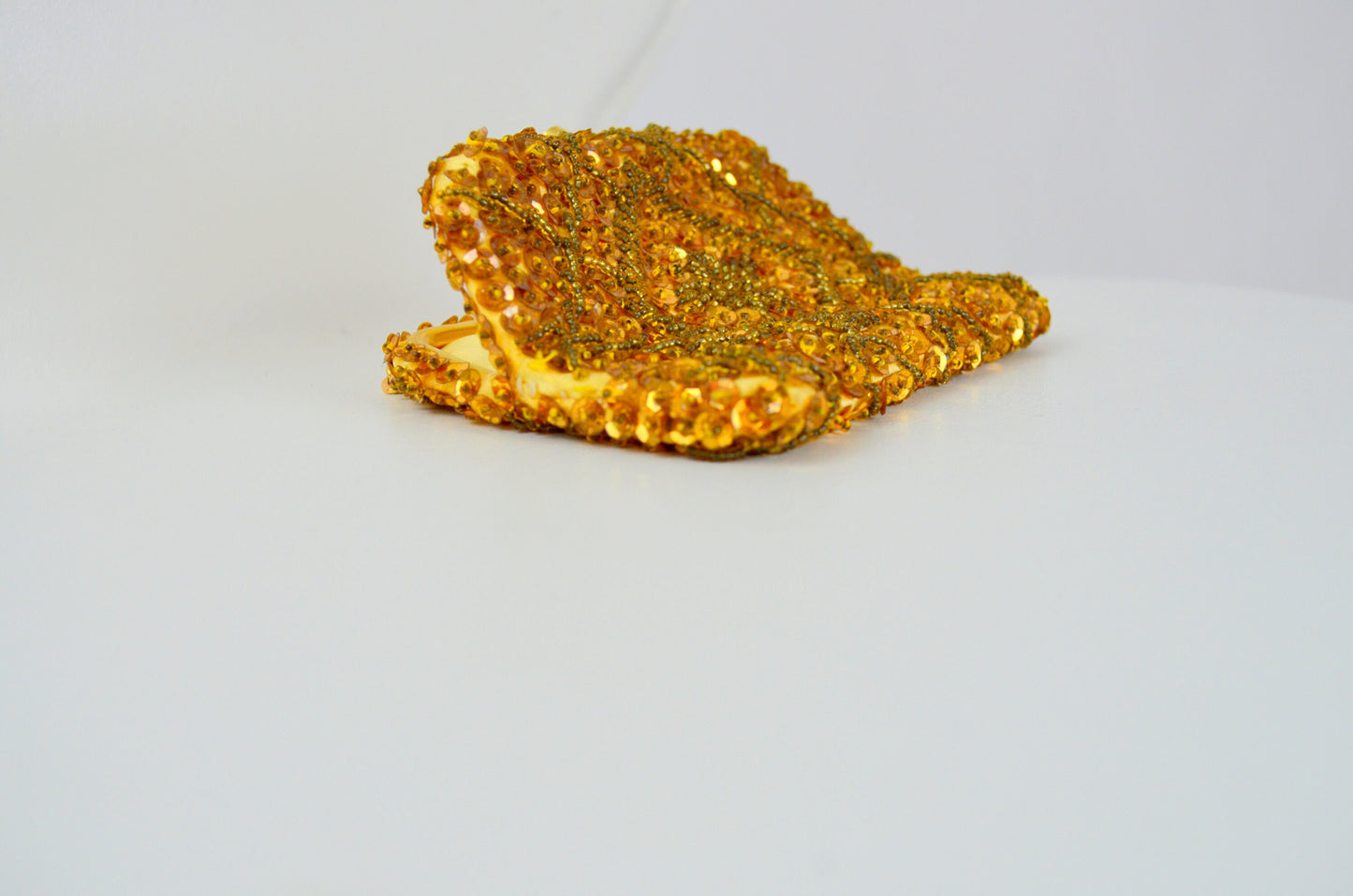 1960s Mini Coin Purse Vintage Golden Sequin Pouch Small Purse 60s Coin Bag