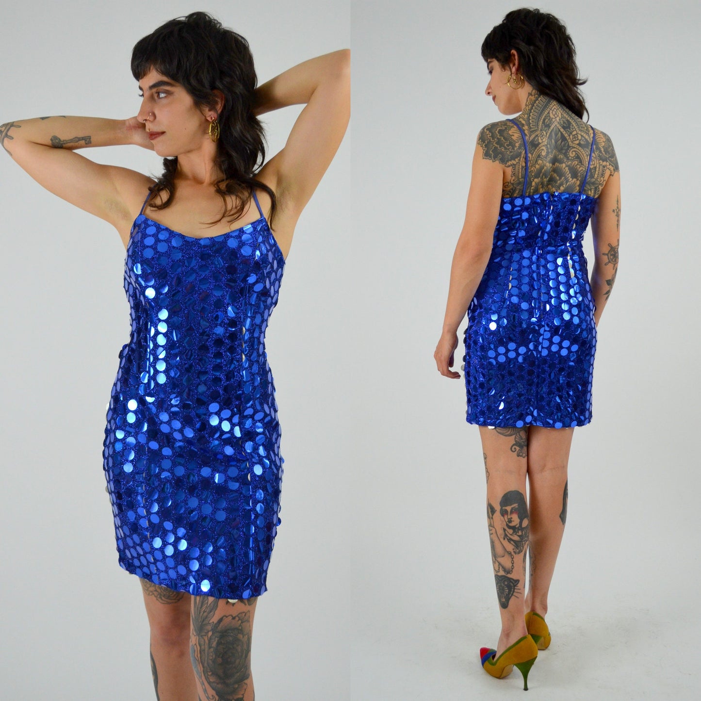 1980s Blue Shimmy Dress - XS