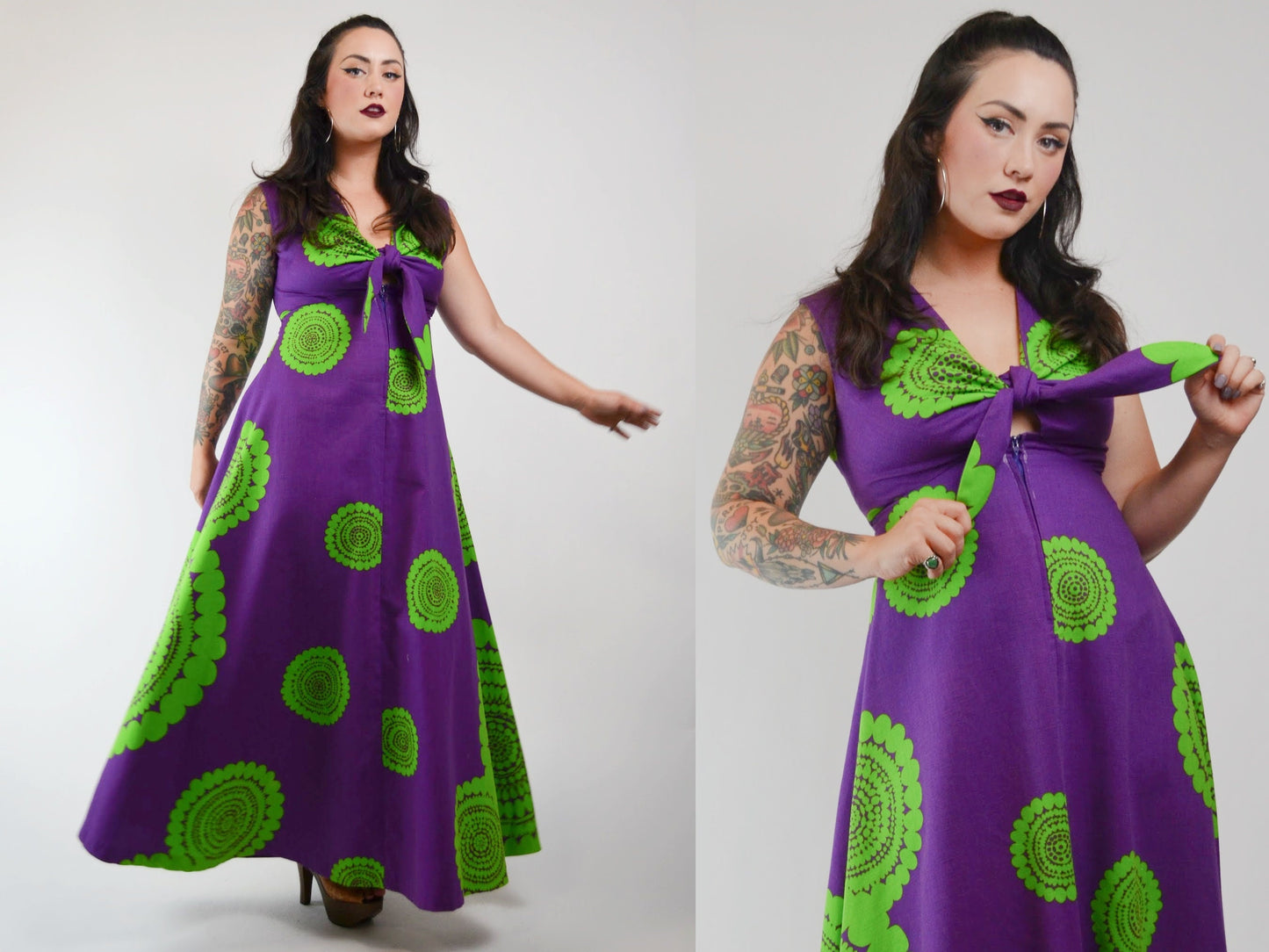 1960 Hawaiian Maxi Dress Vintage Hostess Dress - Small