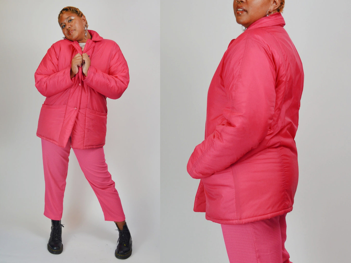1980 Pink Puffy Coat Vintage Oversized Fit - LARGE / XL