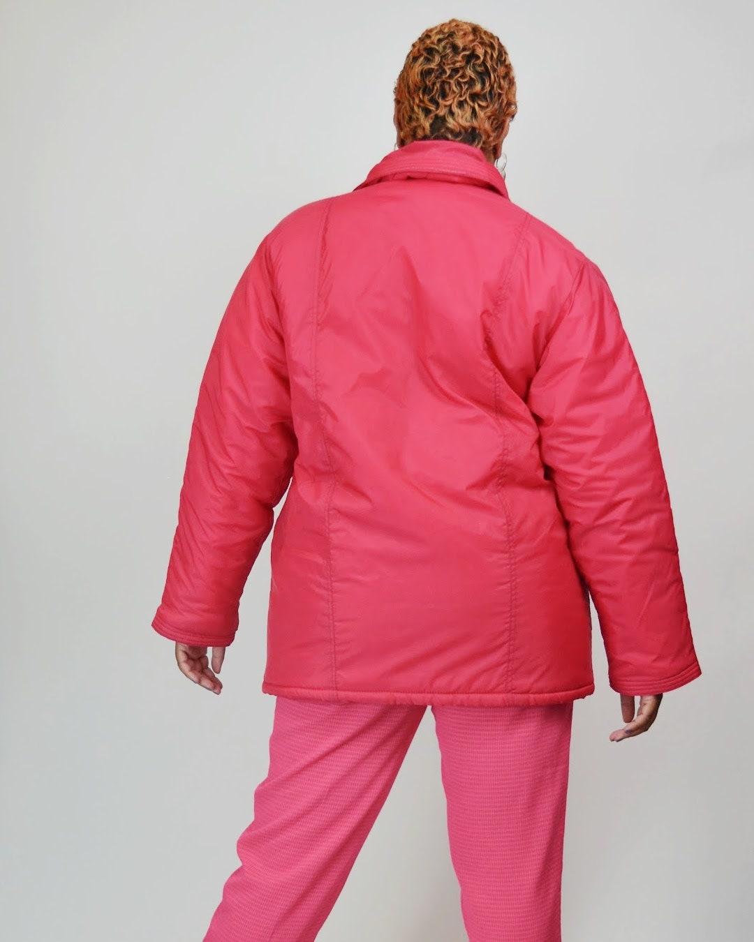 1980 Pink Puffy Coat Vintage Oversized Fit - LARGE / XL