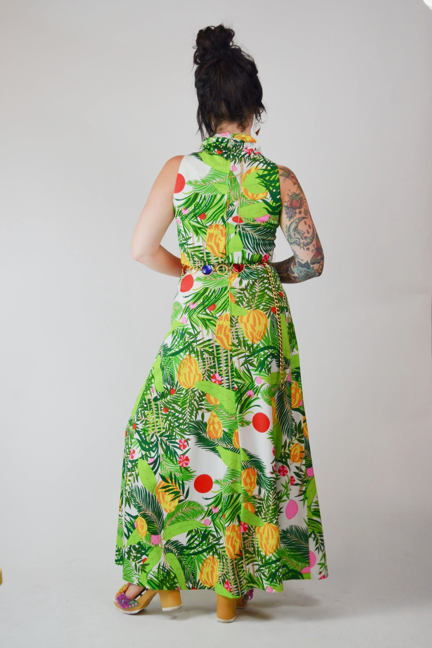 1970s Vintage Jungle Print Maxi Dress - Small - Medium