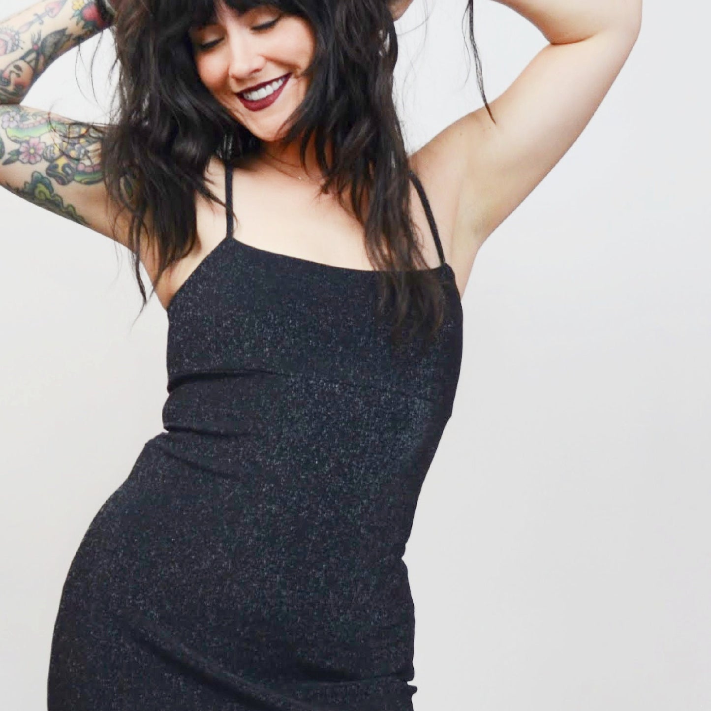 SMALL 1990s Sparkly Strappy NYE Party Dress Vintage 90s Y2K Fashion