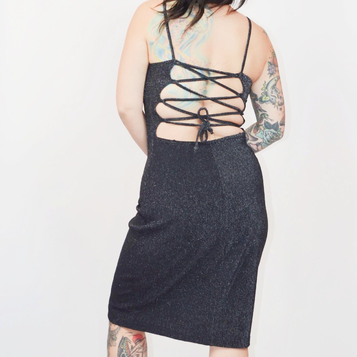 SMALL 1990s Sparkly Strappy NYE Party Dress Vintage 90s Y2K Fashion