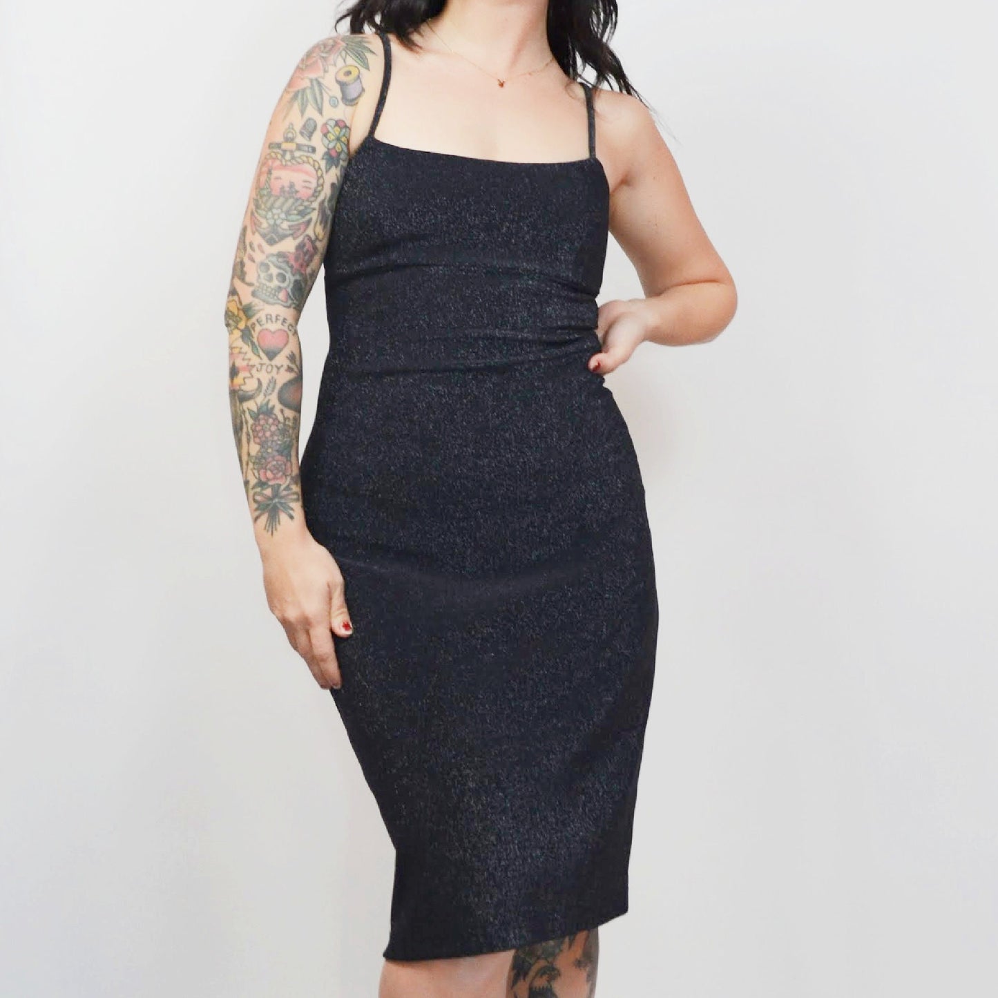 SMALL 1990s Sparkly Strappy NYE Party Dress Vintage 90s Y2K Fashion