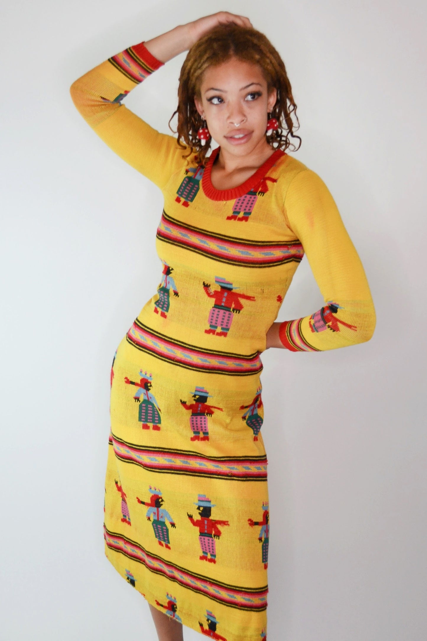 XS - RARE Archival 1971 Betsey Johnson Alley Cat Dress Happy People Selected by Old Moon Vintage