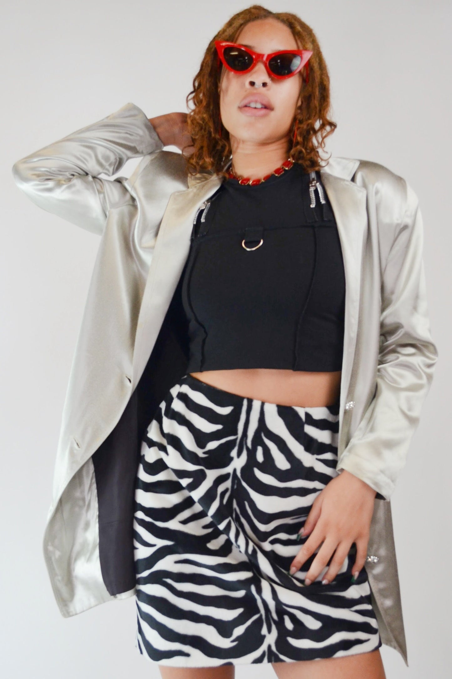 29 waist - VTG 1990's Fuzzy Zebra Mini Skirt Selected By Old Moon Vintage