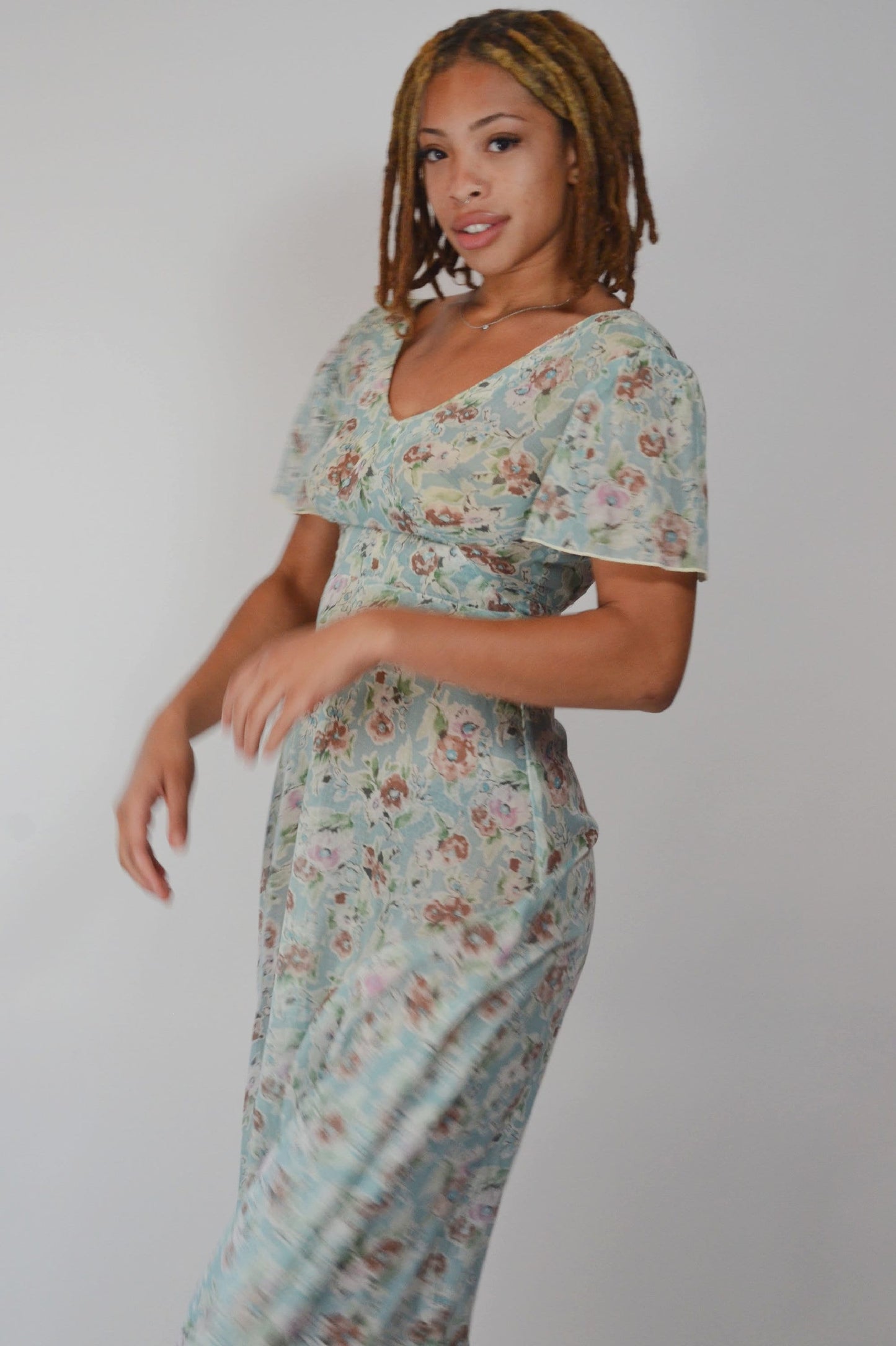 xs small - 1970s Floral Fairy Sheer Vintage Maxi Dress 1930s Inspired Spring Flower Dress