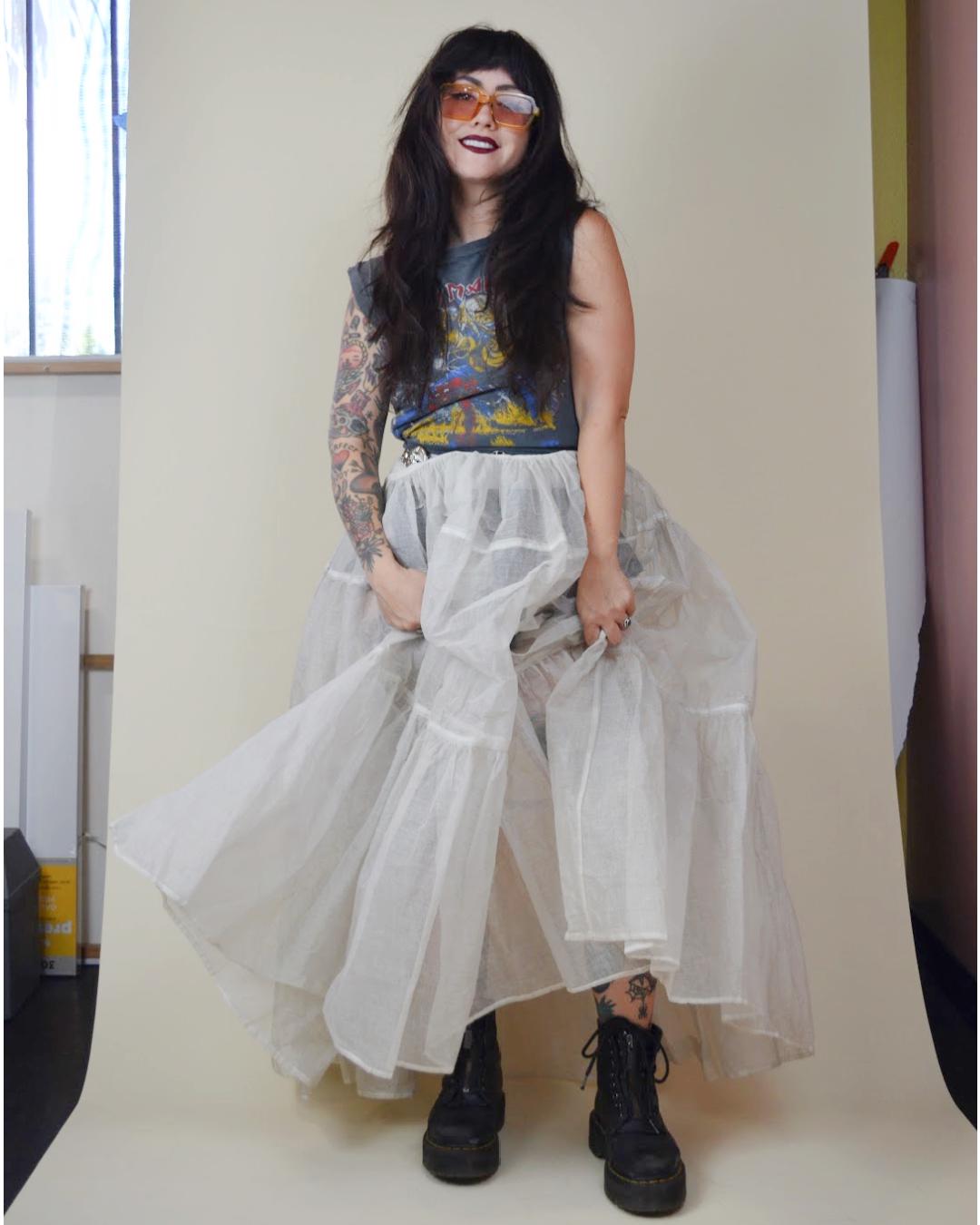 FRED PERLBERG 1950s CRINOLINE Vintage Sheer Skirt Full Long Statement Skirt