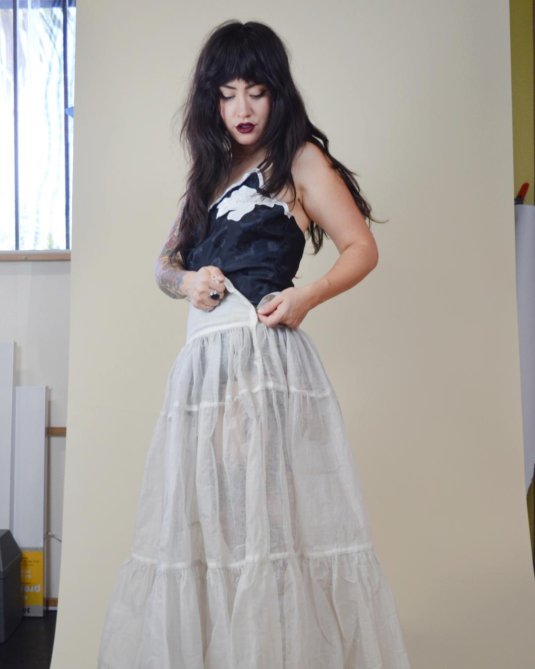 FRED PERLBERG 1950s CRINOLINE Vintage Sheer Skirt Full Long Statement Skirt