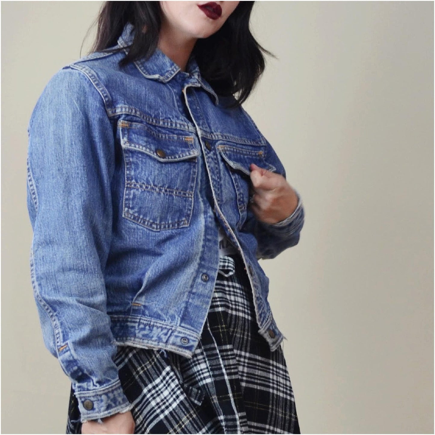 XS SMAll 1960s SELVEDGE Edge Rare CHEROKEE Vintage Distressed Denim Jacket 70s Distressed Jean Jacket