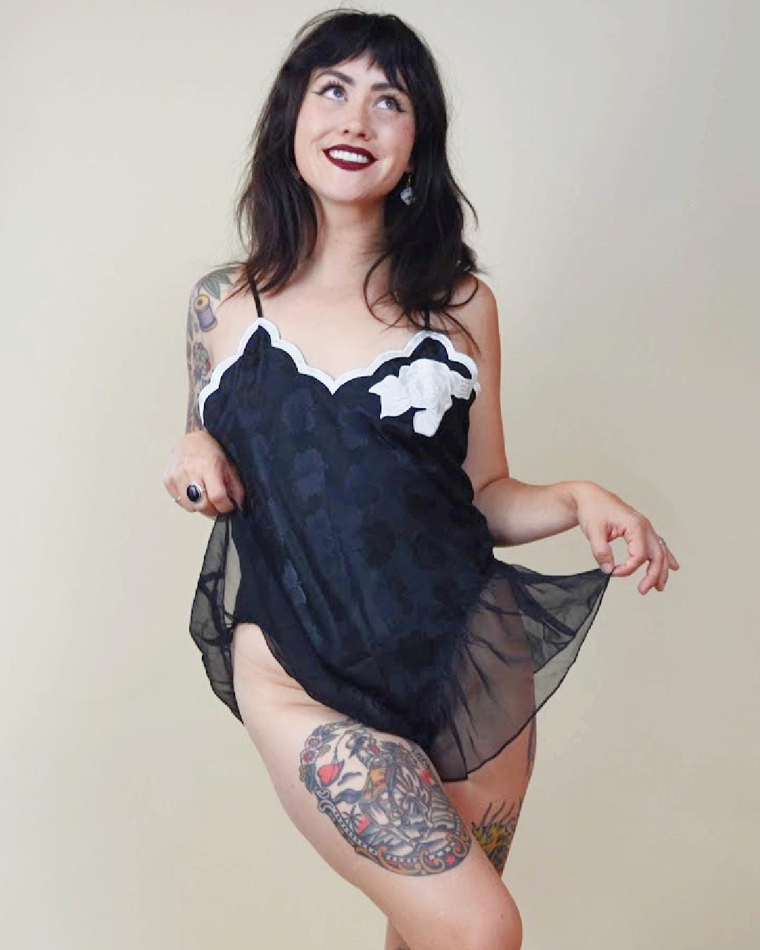 MEDIUM 1980s VICTORIAS SECRET Lace Teddy Vintage Lingerie Vtg Babydoll
