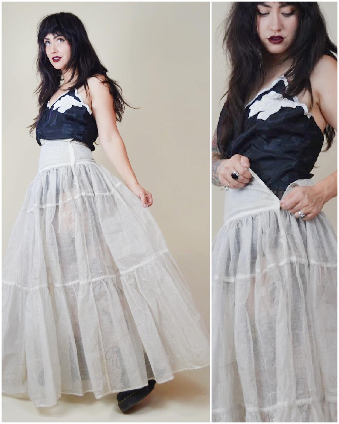 FRED PERLBERG 1950s CRINOLINE Vintage Sheer Skirt Full Long Statement Skirt