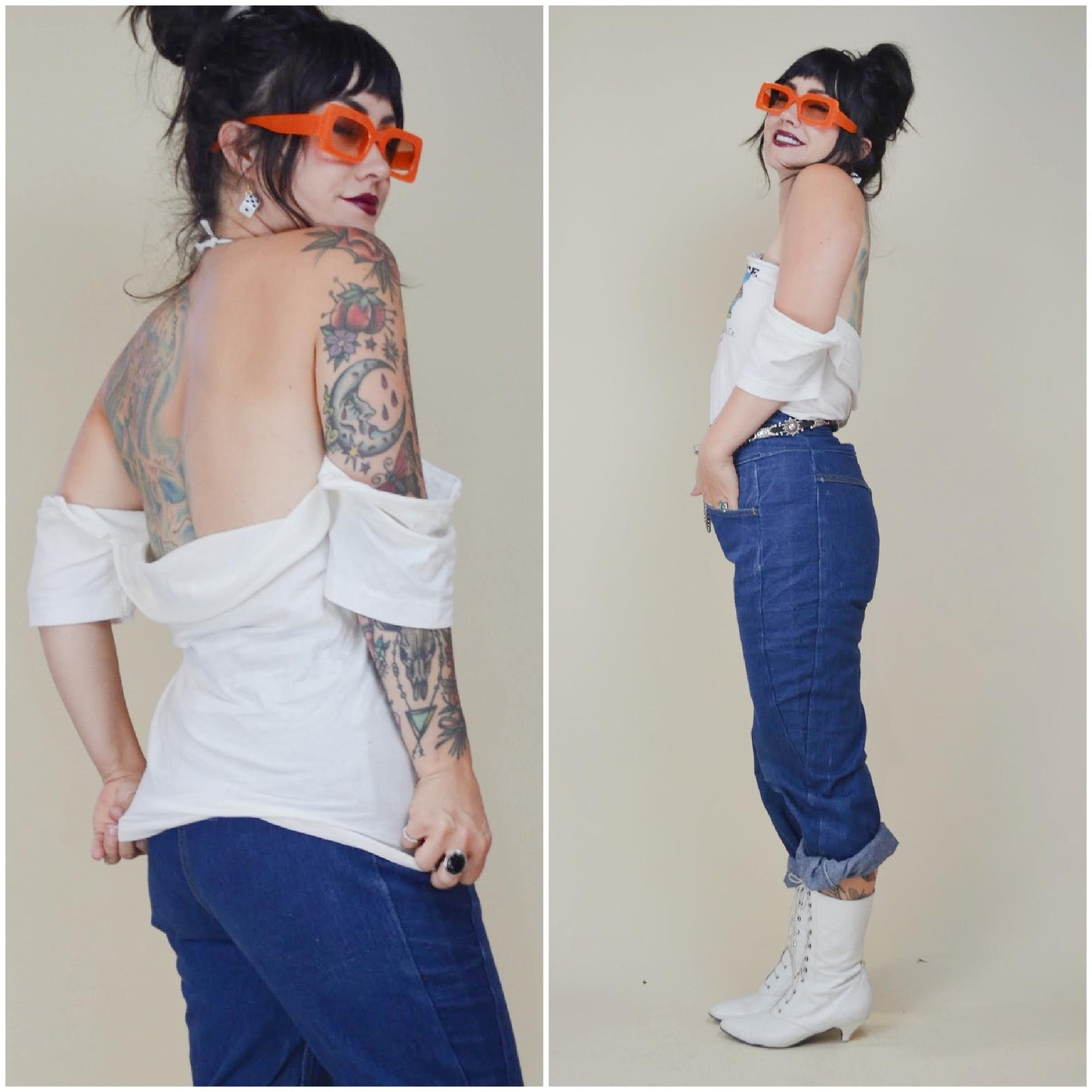 1970s 1980s DIY Vintage Screen Printed Shirt BENSONS Radiator Service Walnut Creek White Cut Off T Shirt O/S
