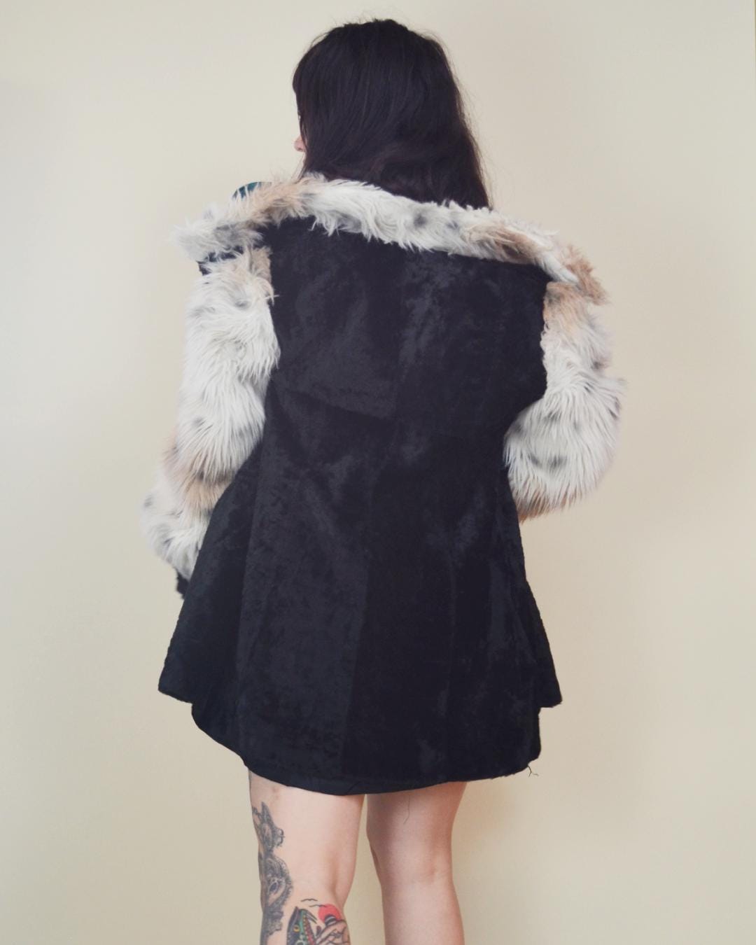 1960s Psychedelic Rock Vintage Faux Fur Coat made in FRANCE Vintage fur jacket 60s