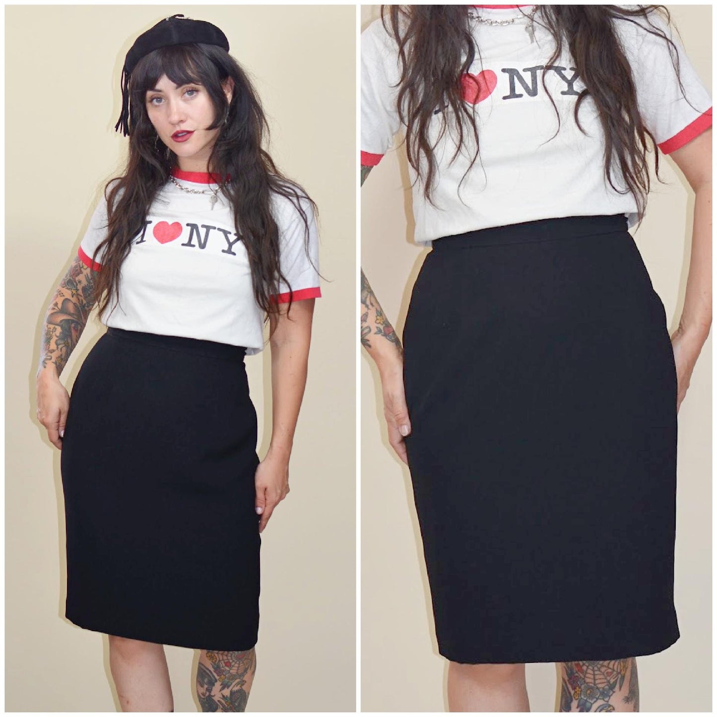 31 waist Vintage ZELDA New With Tags 1990s Black Skirt 90s Pencil Skirt Designer