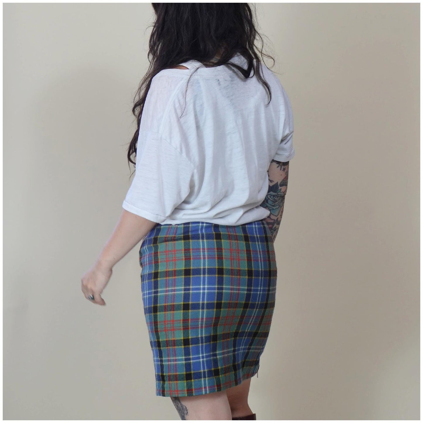 27 waist JEAN PAUL GAULTIER Zipper Wool Tartan Skirt