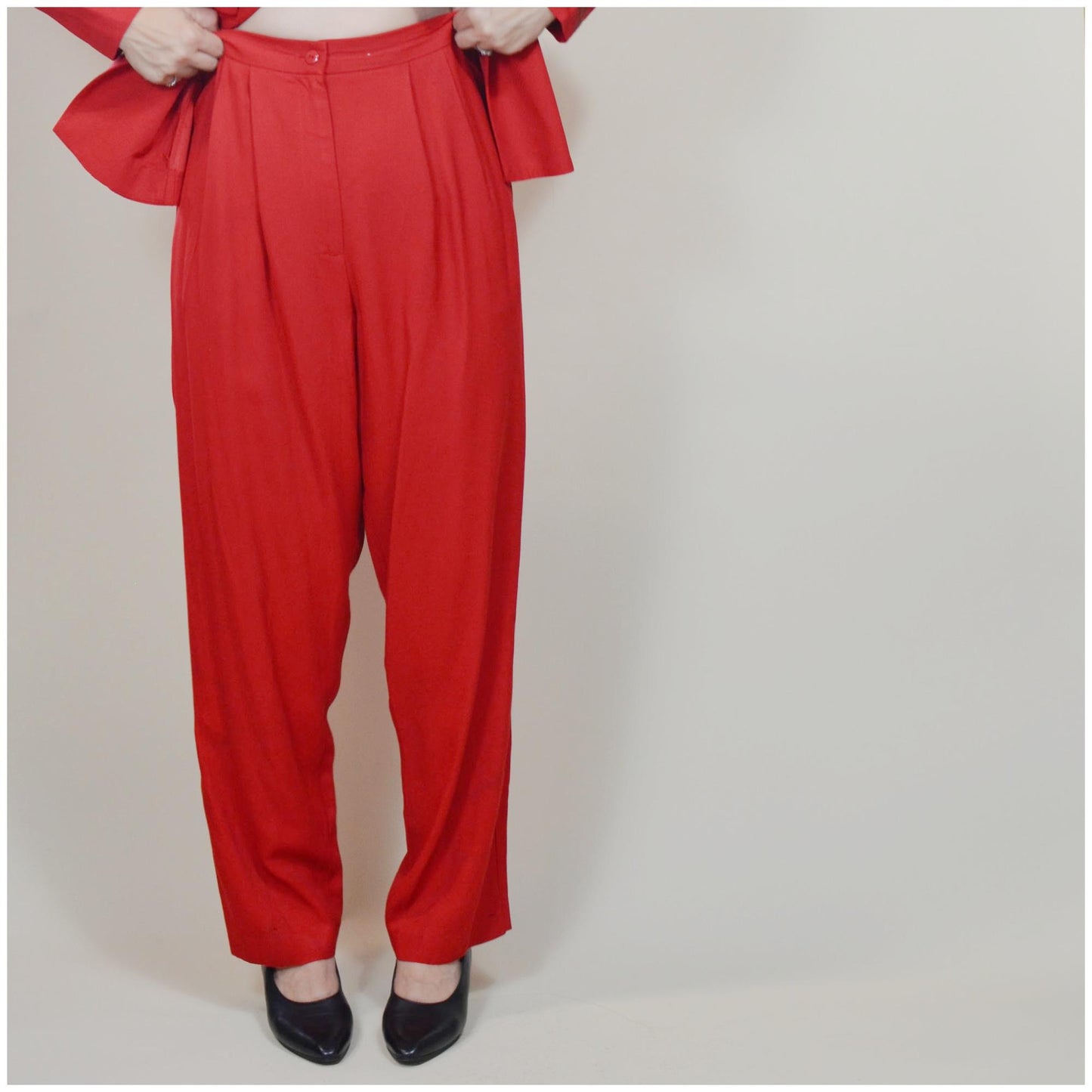 medium - 1990s Two Piece Suit Vintage Red and Leopard VTG 90s