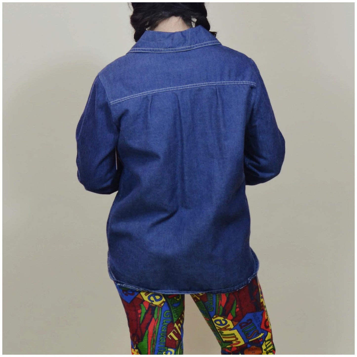 medium 1960s Blue Denim Chore Coat Jean Jacket Vtg 60s Jean Jacket Zipper Front