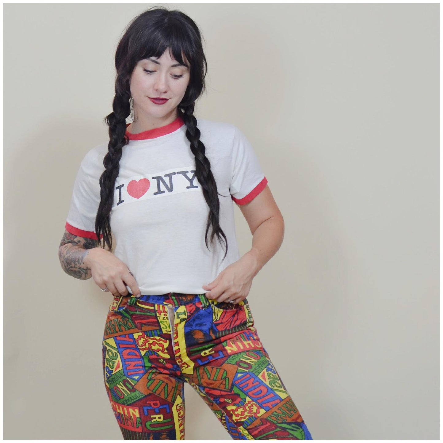 xs 1970s I Love New York I Heart NY Vintage 70s Ringer Tee