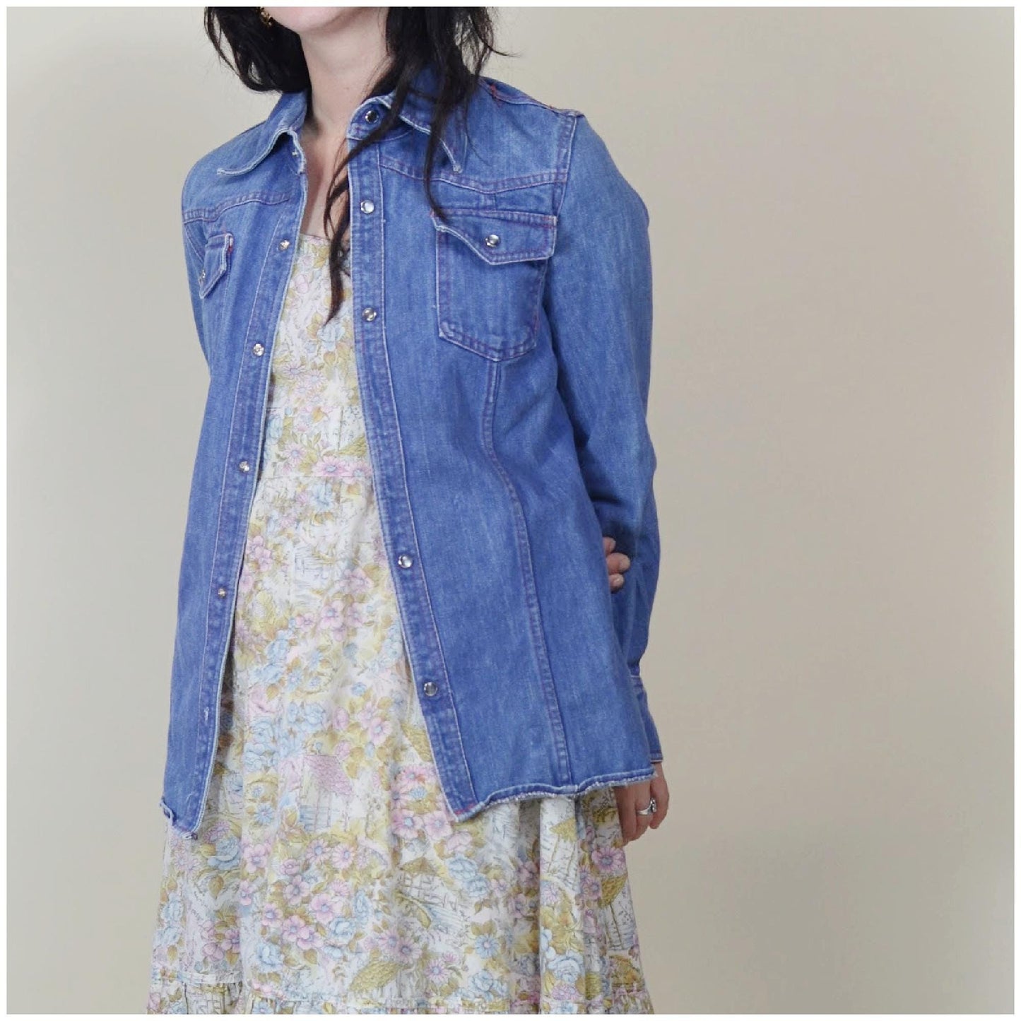 small 1970s Denim Jacket Vintage Jean Jacket Button Down Shirt