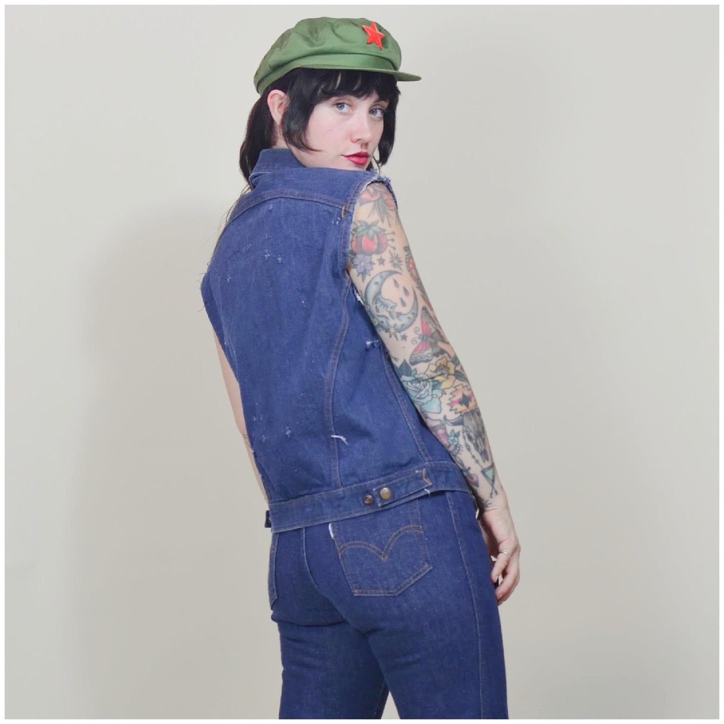 XS 1950s Denim Jacket // 70s Punk Vest Vintage