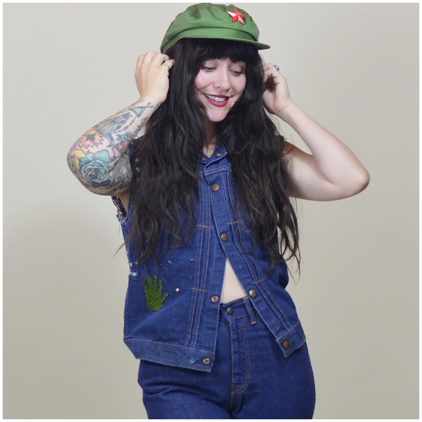 XS 1950s Denim Jacket // 70s Punk Vest Vintage