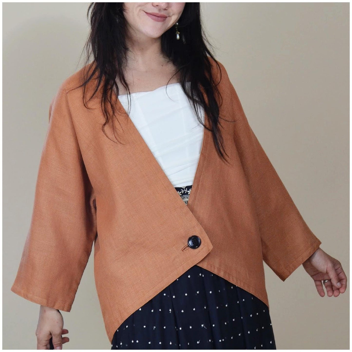 1980s ADELE SIMPSON Vintage Wrap Jacket Kimono Style Top 80s