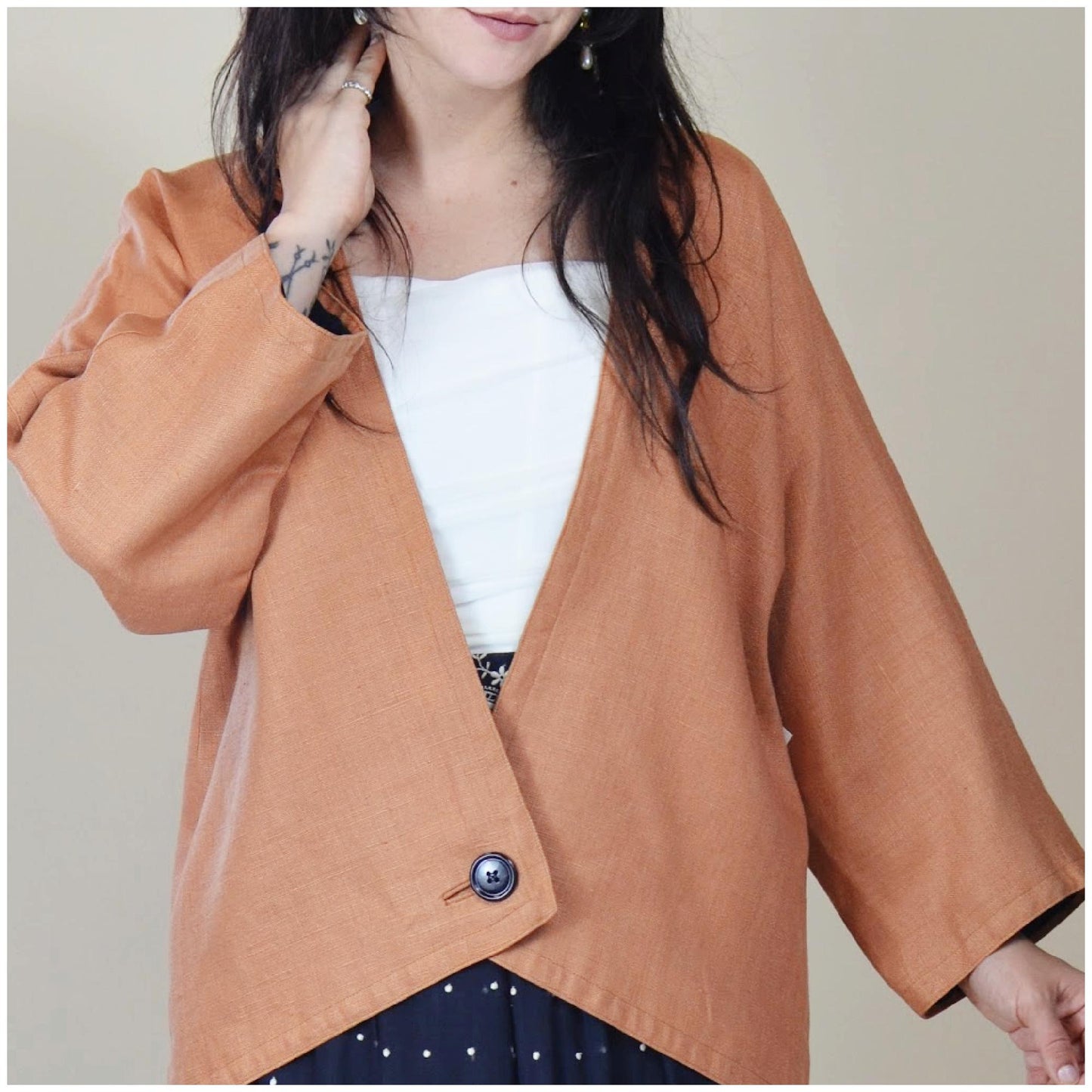 1980s ADELE SIMPSON Vintage Wrap Jacket Kimono Style Top 80s