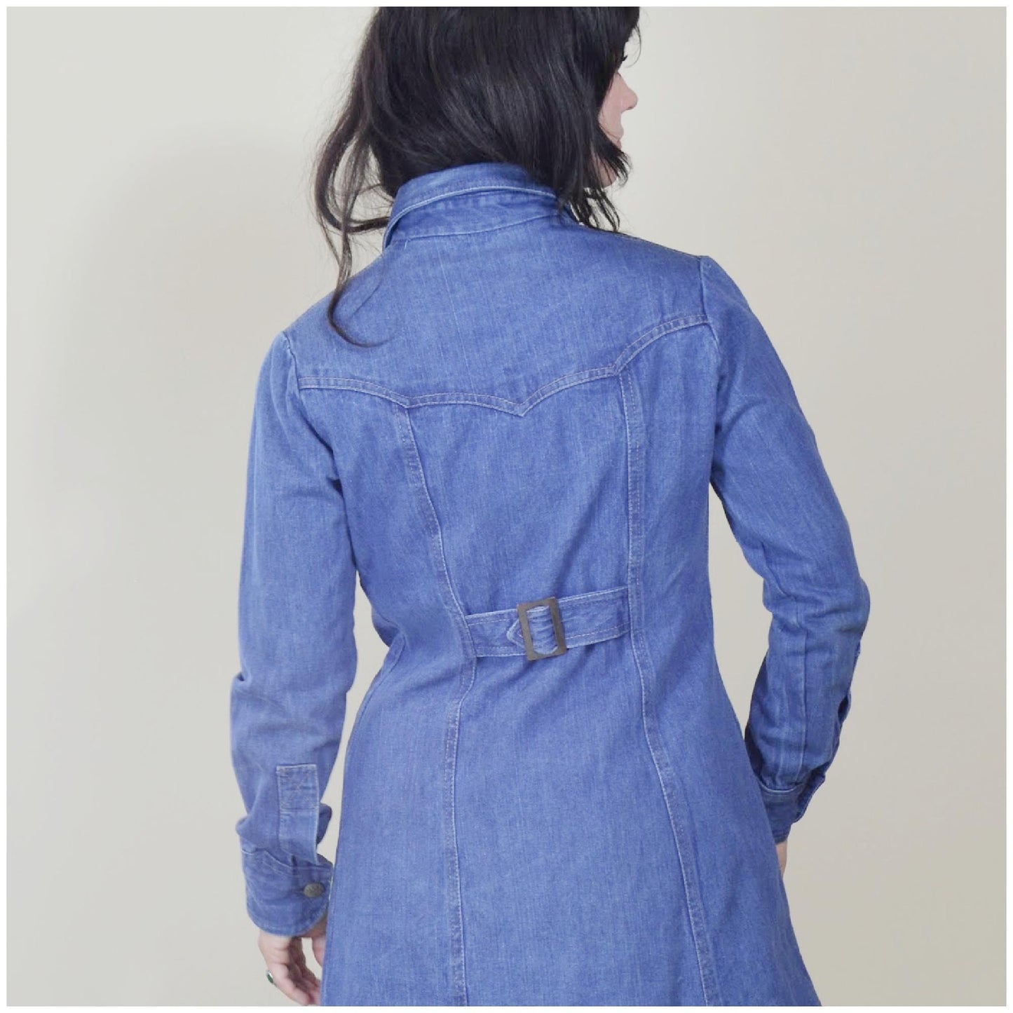 small 1970s denim jacket vintage jean dress 70s