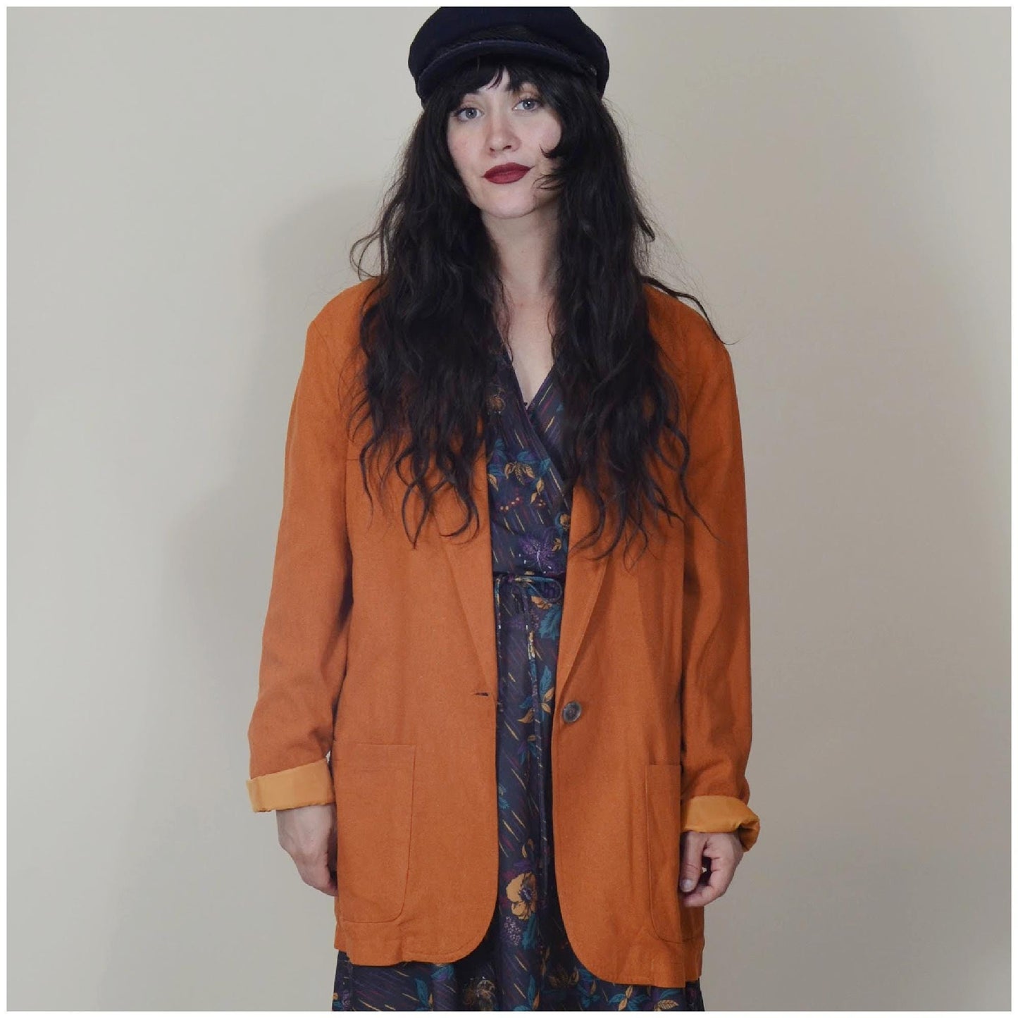 Large Silk Blazer Vintage 1990s Raw Silk Slouchy Blazer 90 vtg Jacket