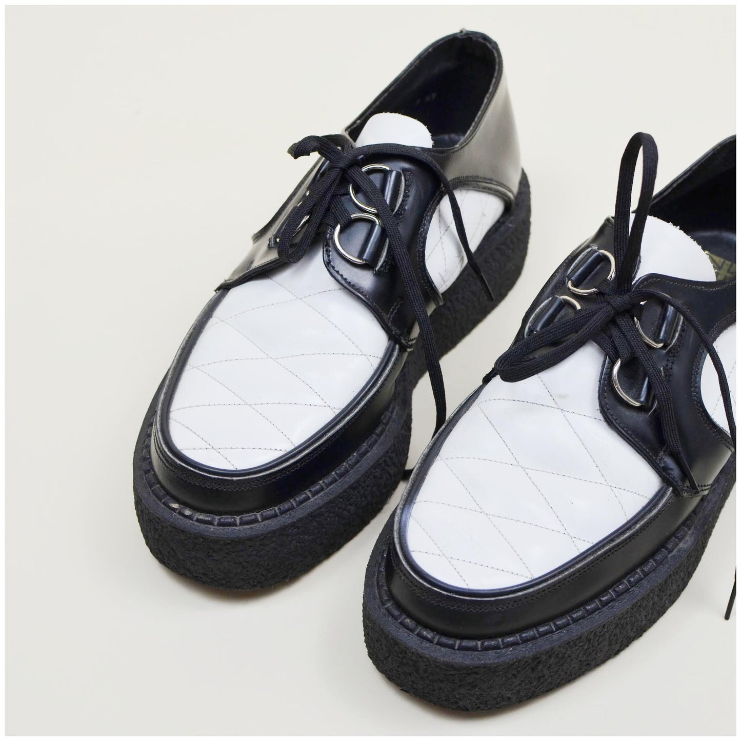 9 Mens Platform CREEPER 1990s VINTAGE Shoes Black and White