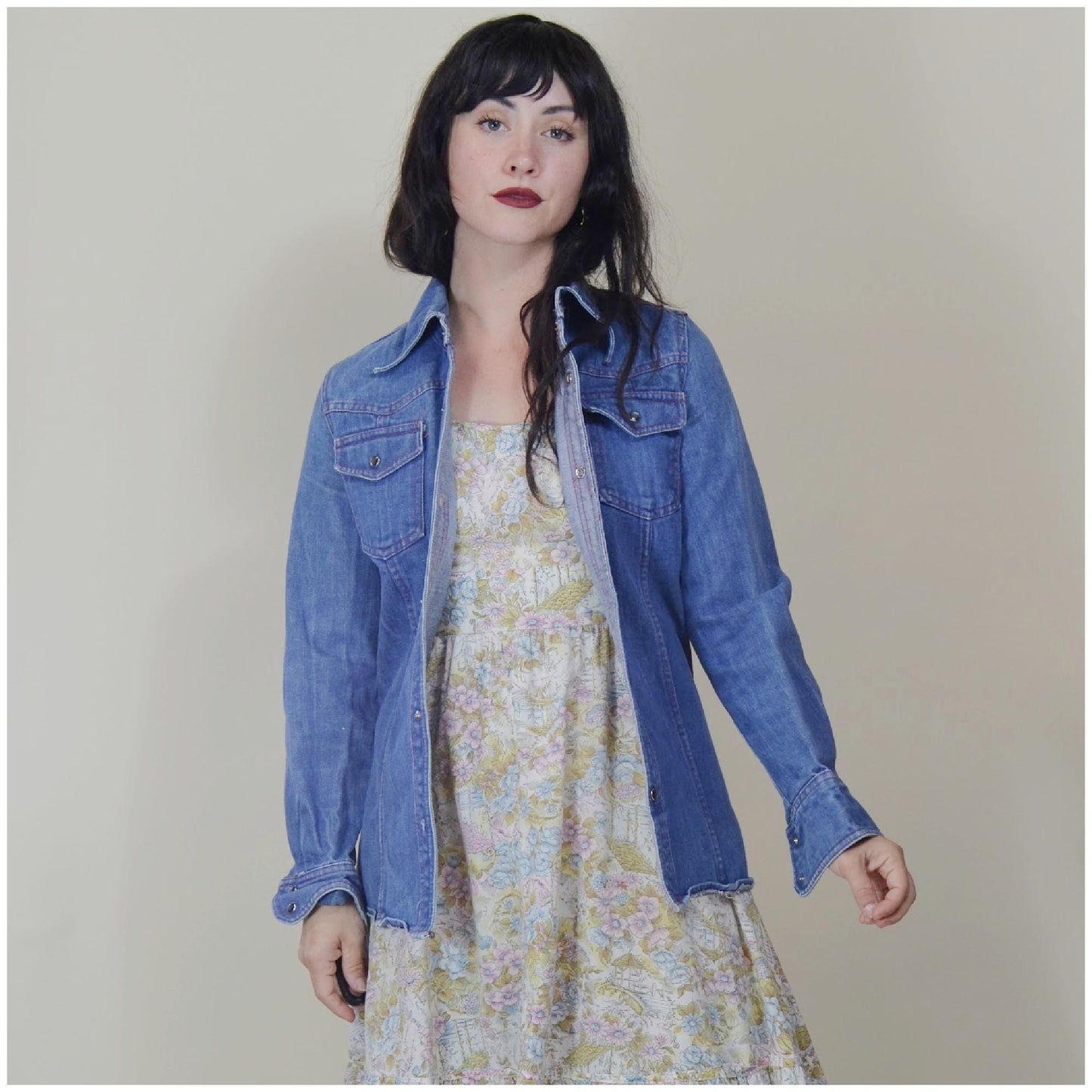 small 1970s Denim Jacket Vintage Jean Jacket Button Down Shirt