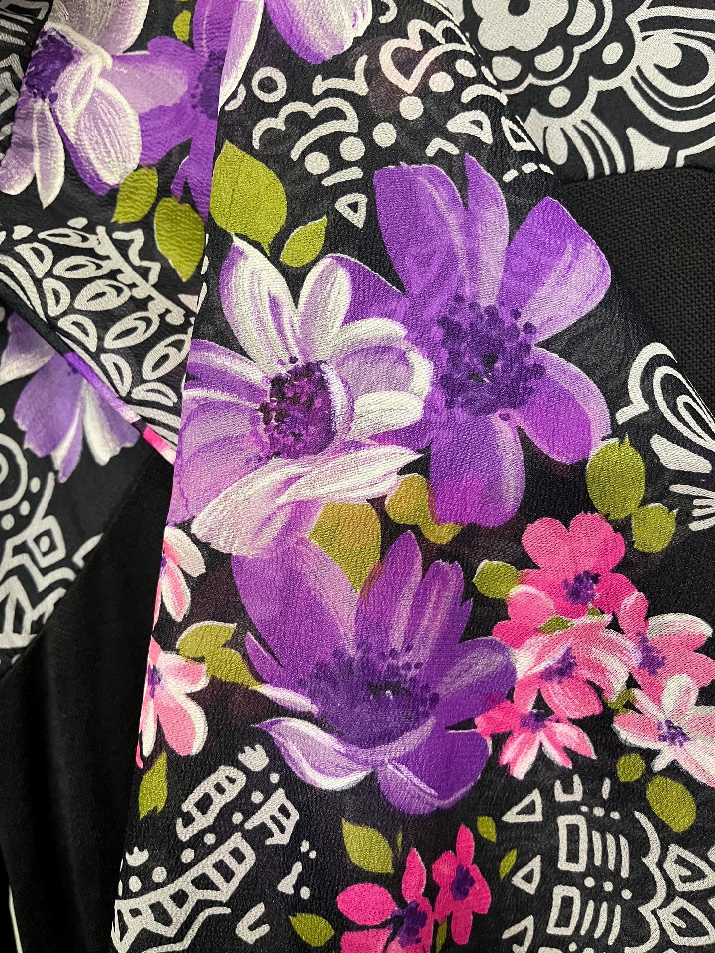 small 1970s Vintage Angel Sleeve Dress 70s Maxi Dress Purple Floral Goth Princess Dress