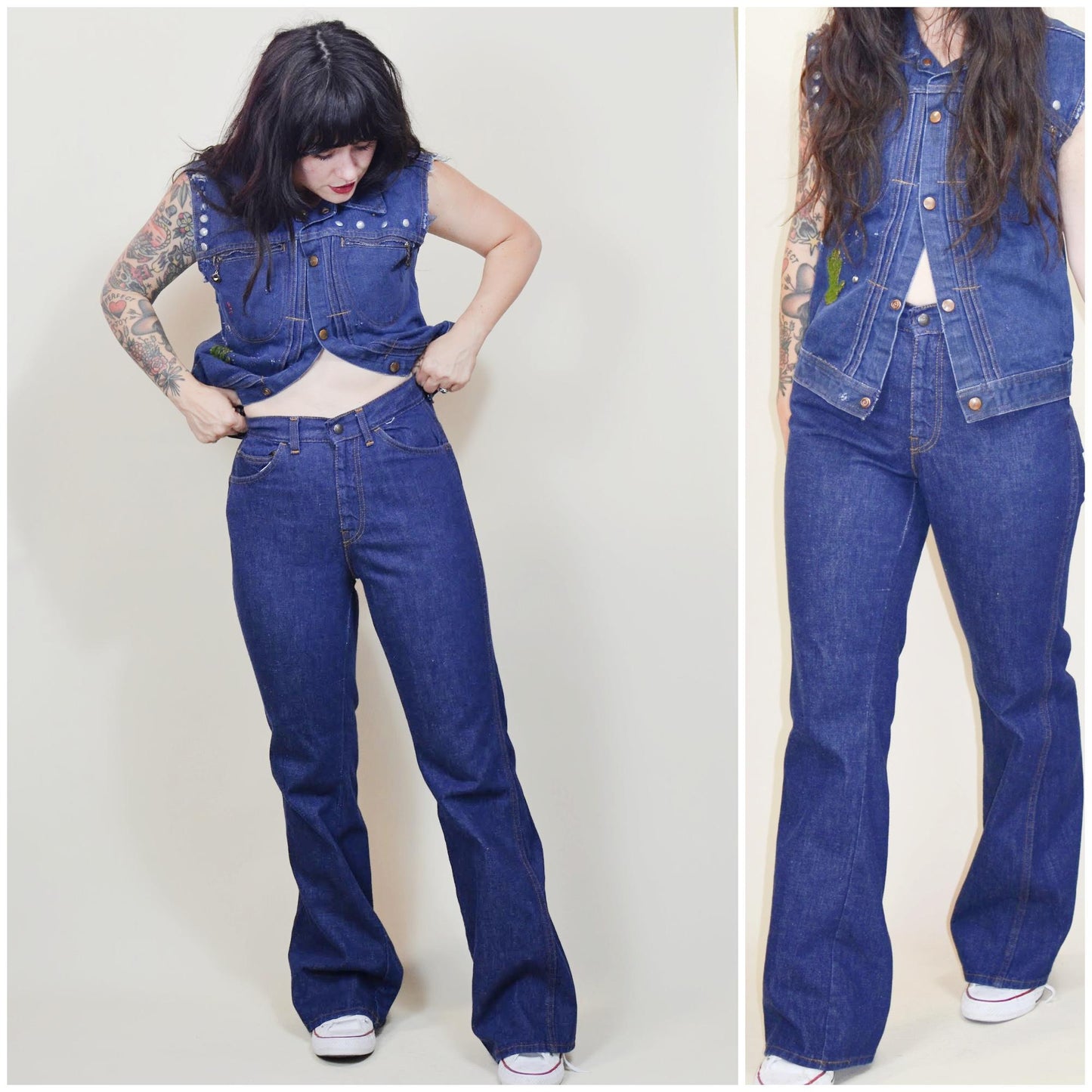 28 waist - 1970s Vintage LEVIS vtg Dark Wash Denim 70s Bell Bottoms