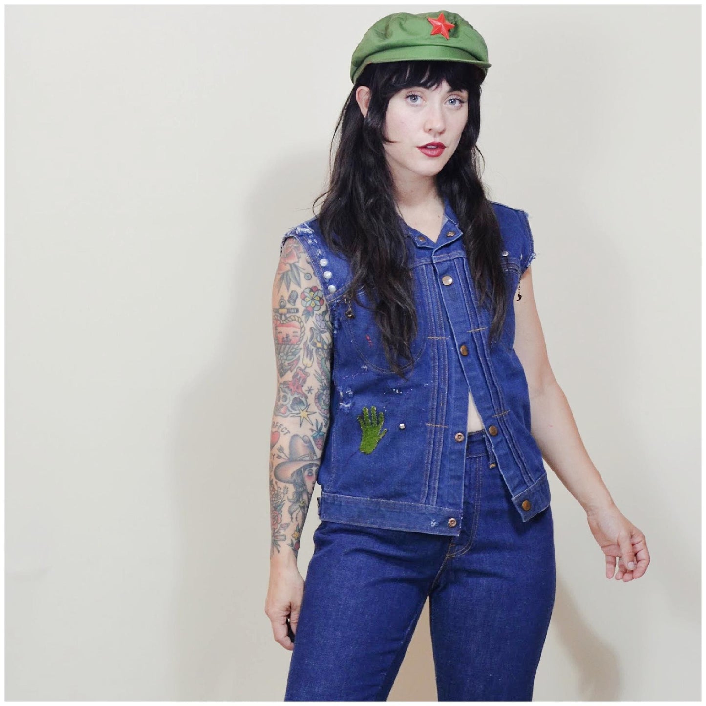 XS 1950s Denim Jacket // 70s Punk Vest Vintage