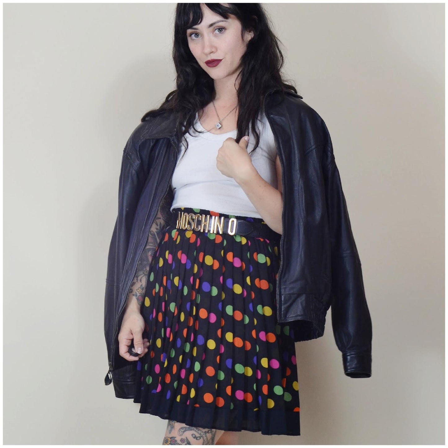 s-m 1980s BCBG Paris Polka Dot Mini Skirt 80s Pleated Chiffon Preppy Skirt