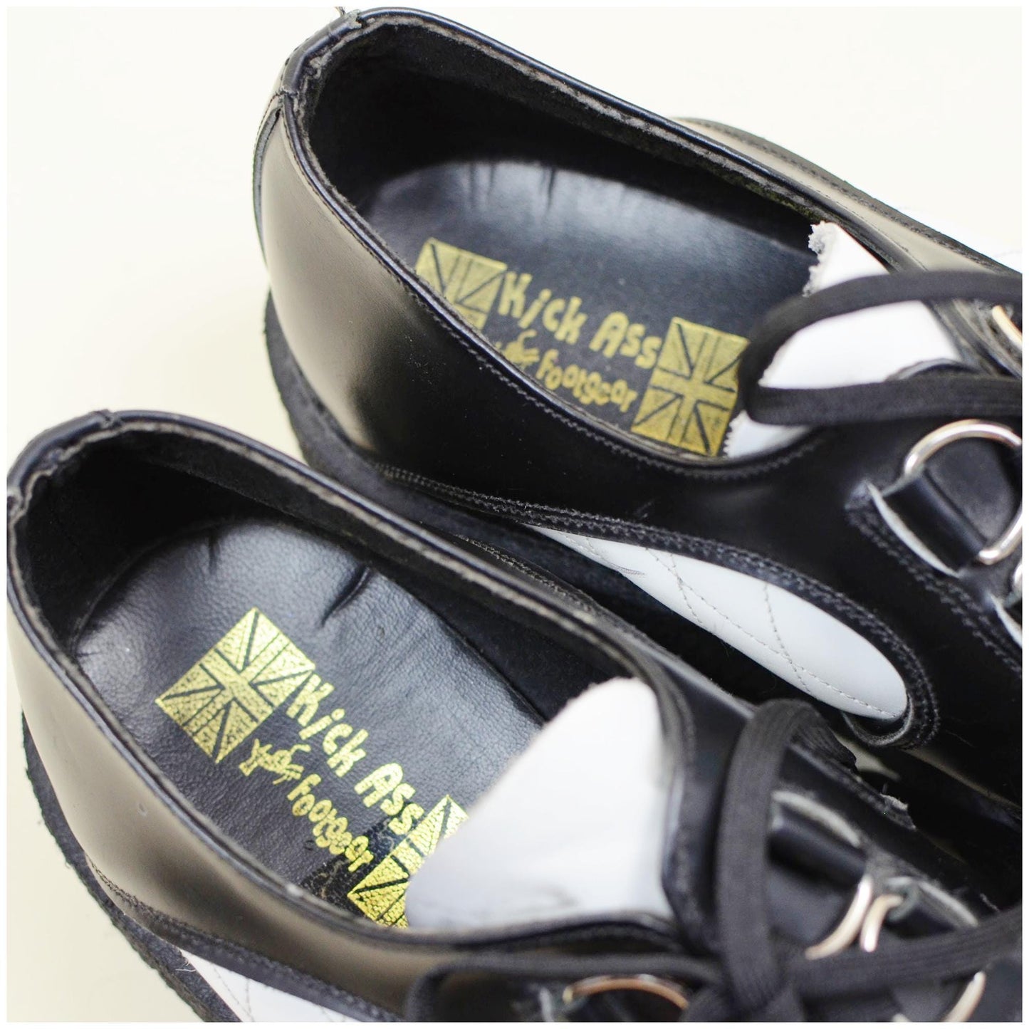 9 Mens Platform CREEPER 1990s VINTAGE Shoes Black and White