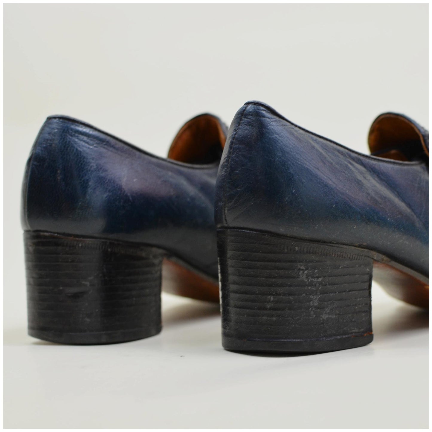 7.5 W STUART MCGUIRE Chunky Stacked Heel 70s Aesthetic Snakeskin Leather