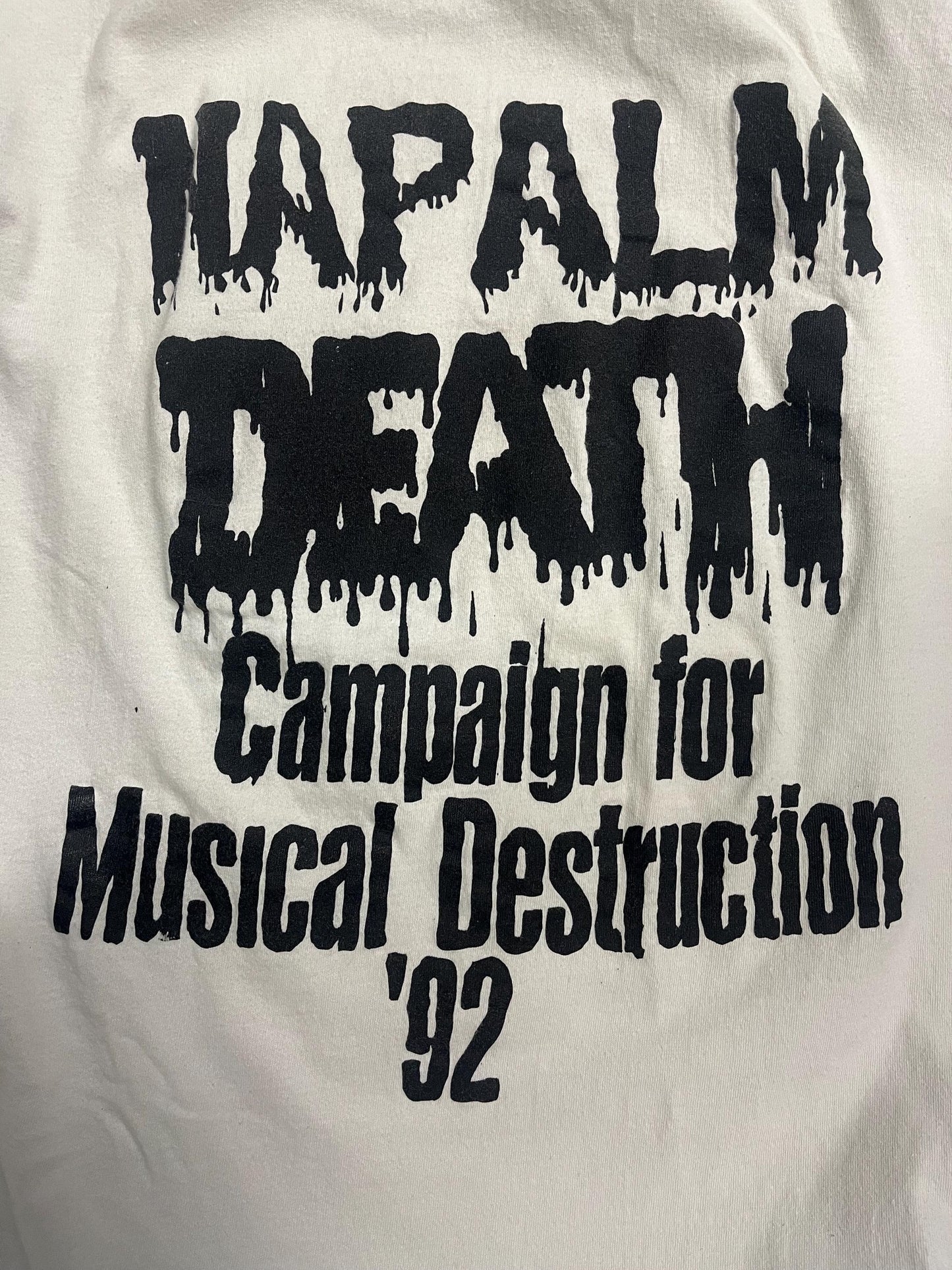 large 1992 Napalm Death Tour T Shirt Vintage 1980s 1990s Metal Band Skull