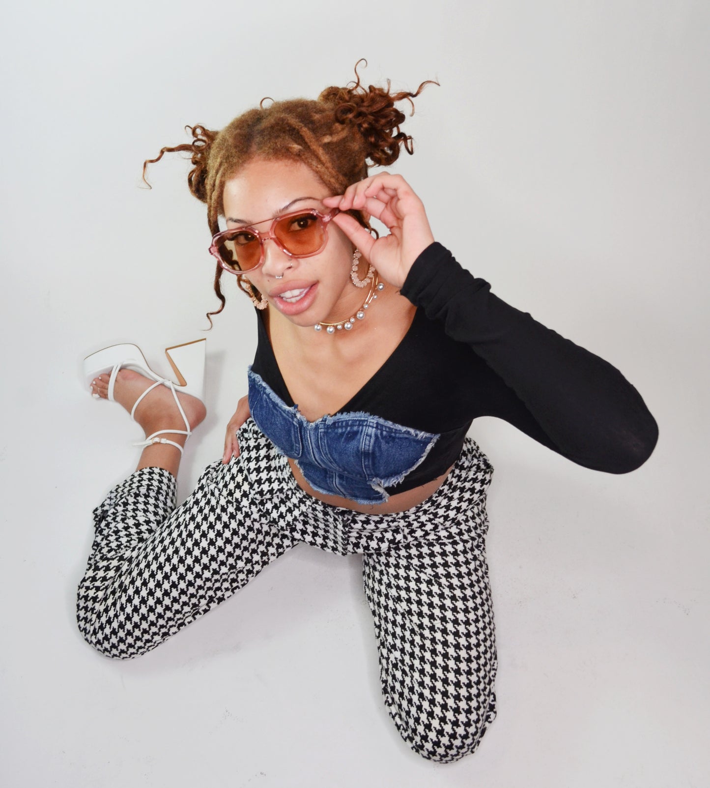 Vintage 1980s Betsey Johnson Houndstooth Trousers - Selected by Old Moon Vintage