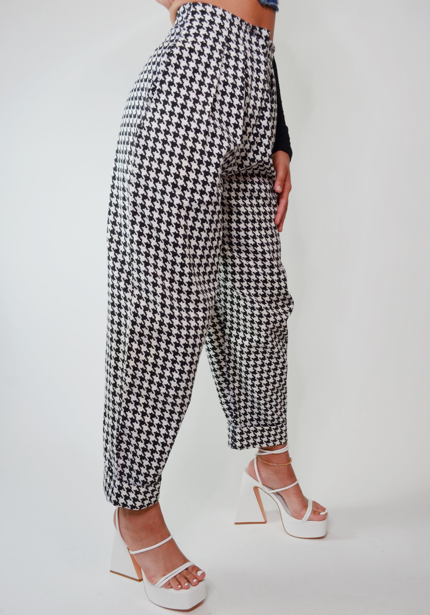 Vintage 1980s Betsey Johnson Houndstooth Trousers - Selected by Old Moon Vintage