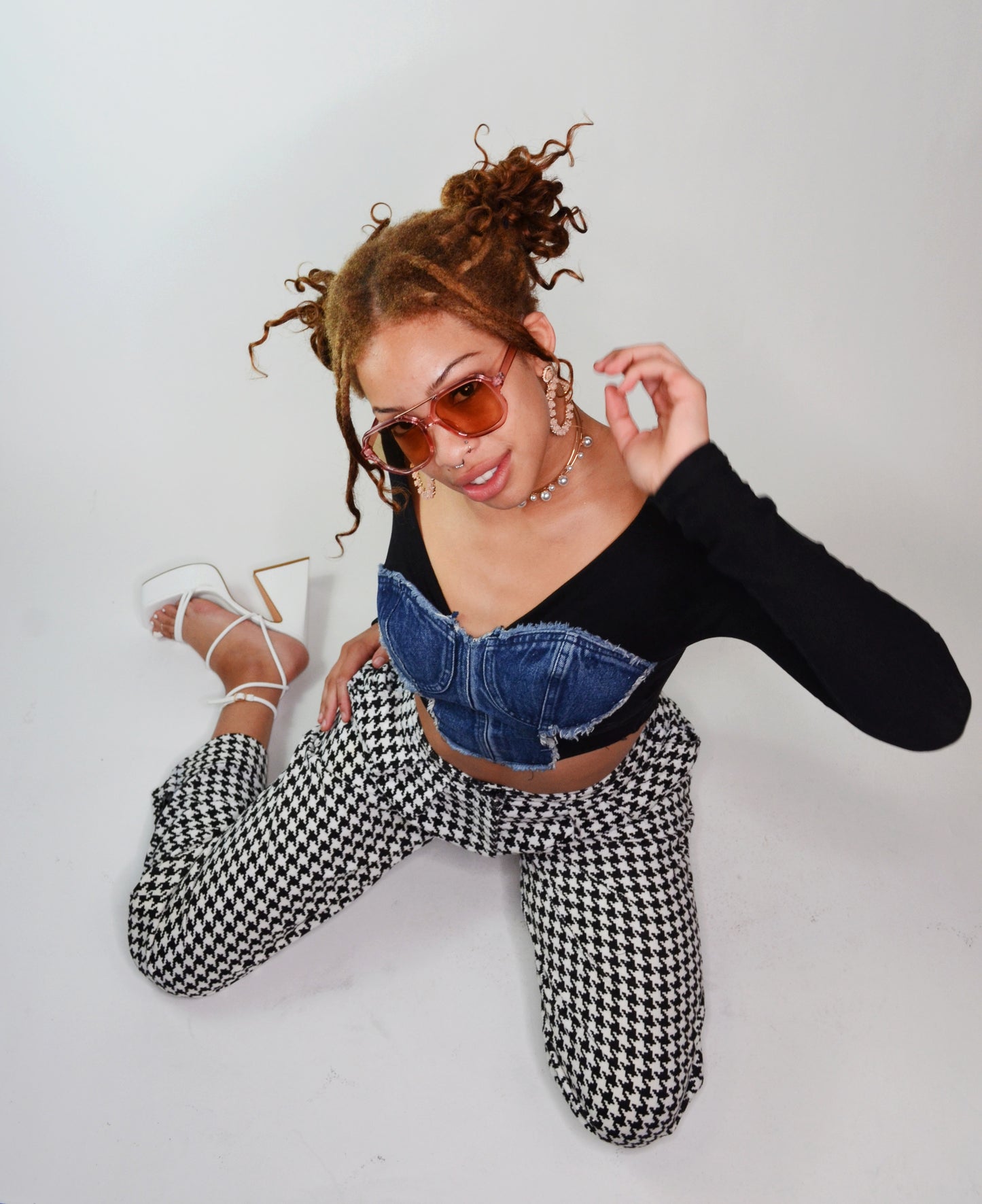 Vintage 1980s Betsey Johnson Houndstooth Trousers - Selected by Old Moon Vintage