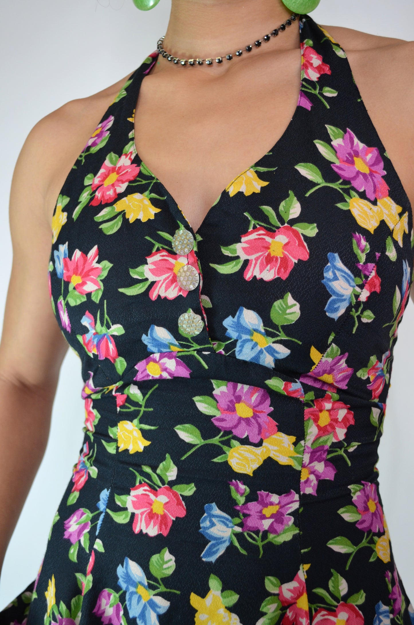 Vintage Betsey Johnson Floral Halter Dress Selected By Old Moon Vintage